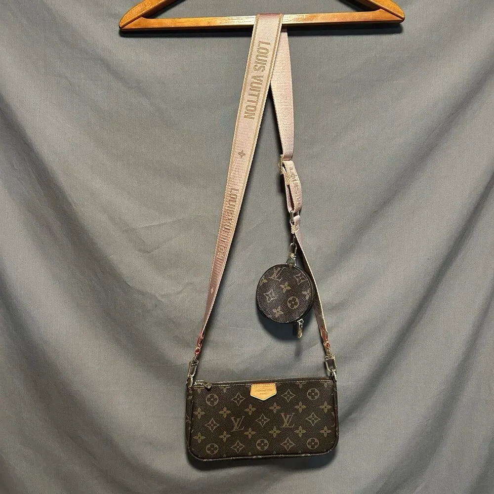Louis Vuitton Multi Pochette Accessories Rose Clair Pink Monogram 2pc Set France